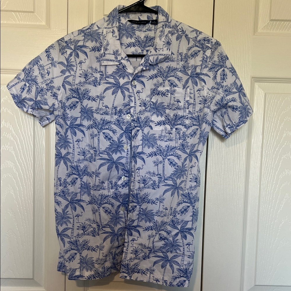 Janie and Jack Blue Palm Print Kids Button Down Shirt